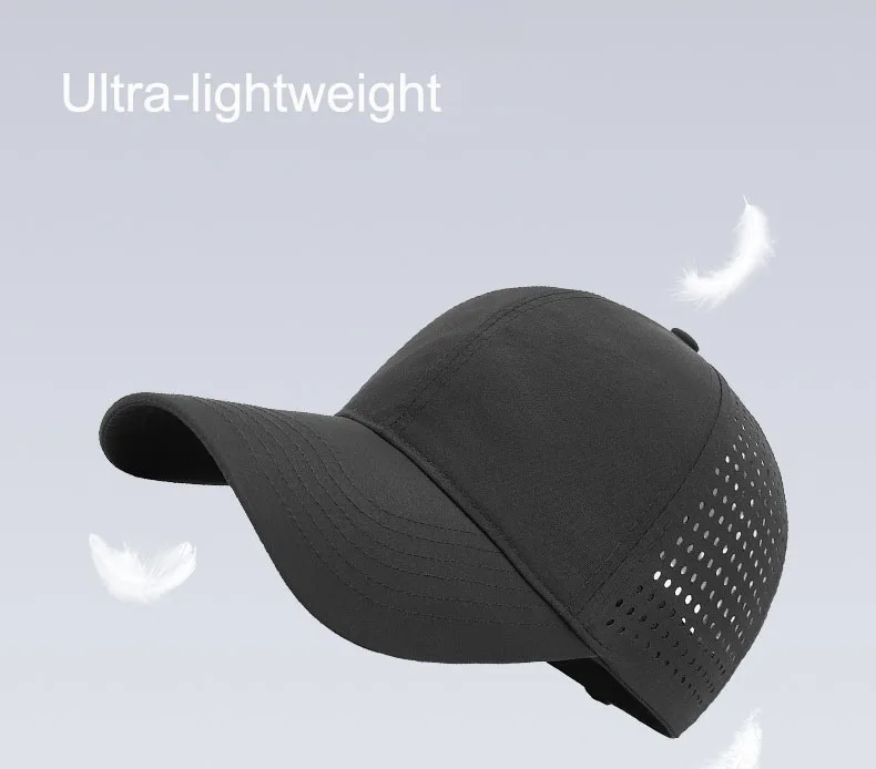 HBA50 Nylon Quick Dry Golf Sports Caps Polyester Dad Hats 6 Panel Custom Baseball Cap With Velcroes Closure Strap