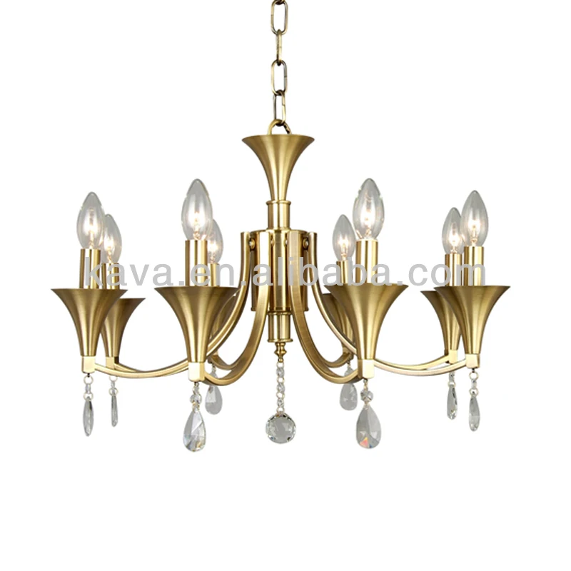Hot sell antique brass copper chandelier crystal pendant for home decoration