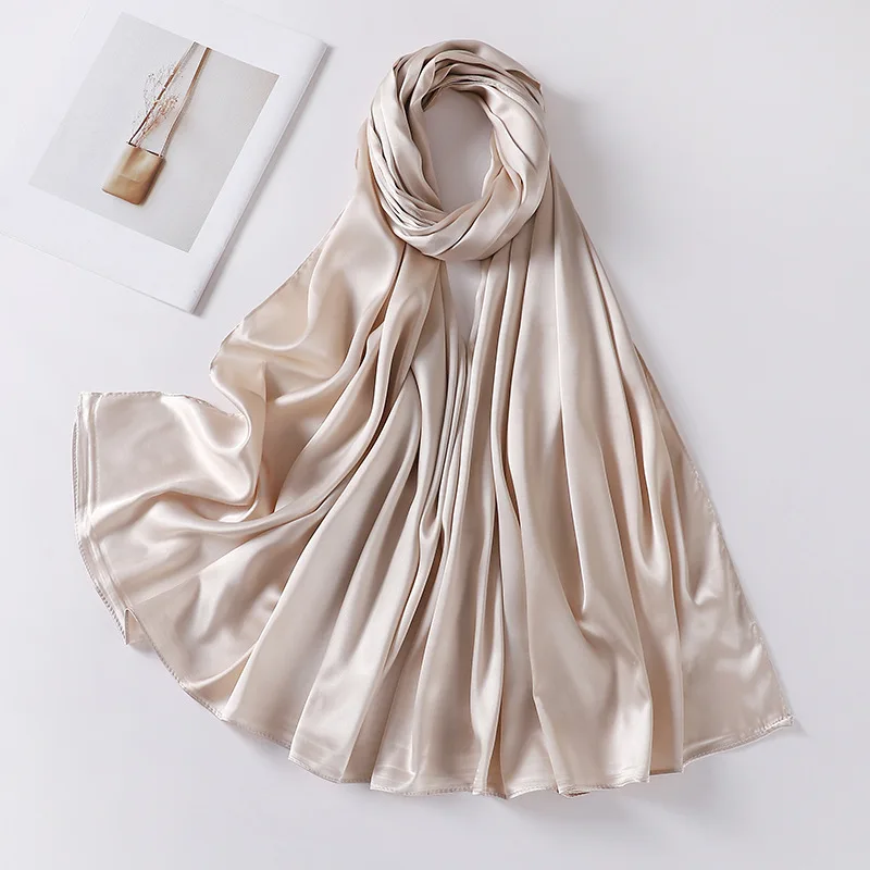 Southeast Asia High quality Solid Color Crypto Chiffon Bubble Silk-like Warp Stripe Muslim Scarf Hijab
