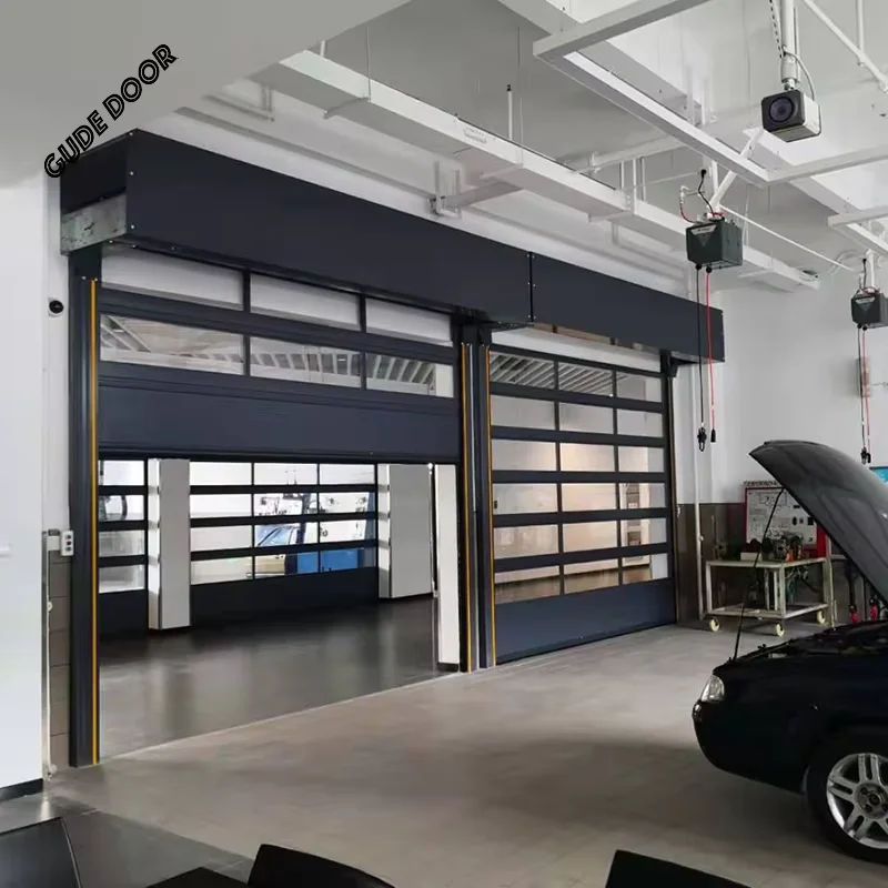 Full Perspective Industrial & Garage Electric Hanging Foldable Door Aluminum Alloy Finish for Garages & Workspaces