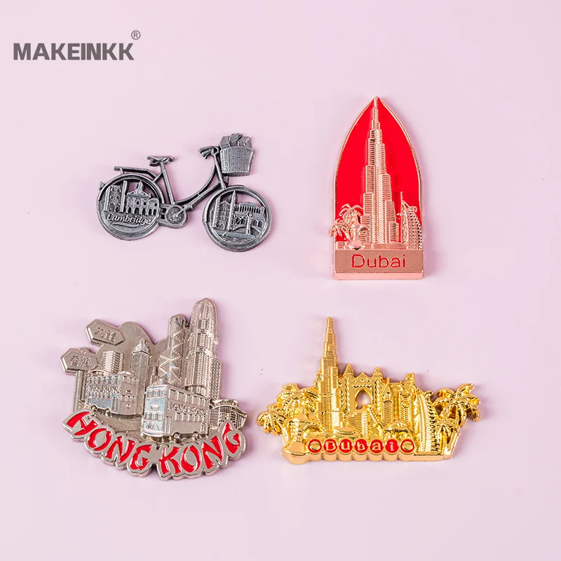 custom metal 3d fridge magnet customization logo scenic spot shape home decoration metal fridge magnet