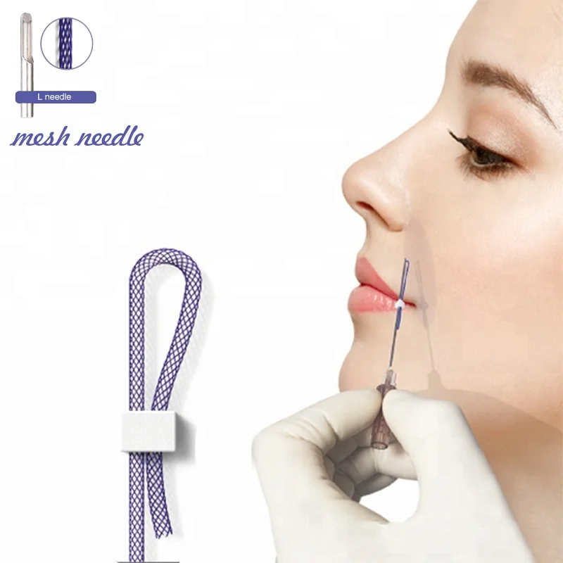 Safe quality Ce approved great PCL face lifting marionette lines remove mesh 19G 60mm L cannula PCL threads