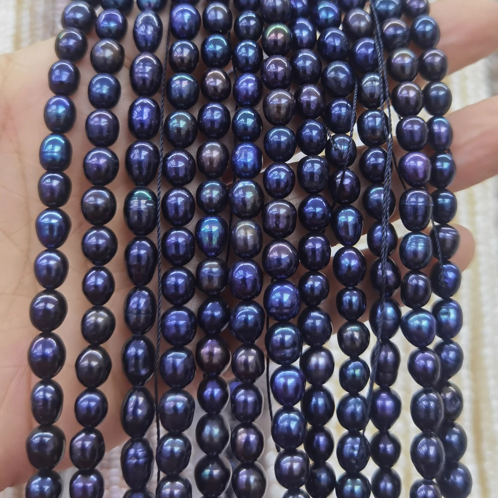 5-6mm Natural Black Freshwater Pearl Beads Round Pearls for Jewelry Making DIY Crafts