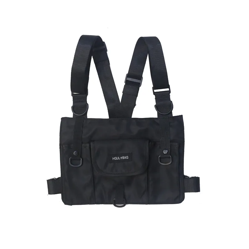 Wholesale personalized black nylon front pack men cross body shoulder chest rig vest bag