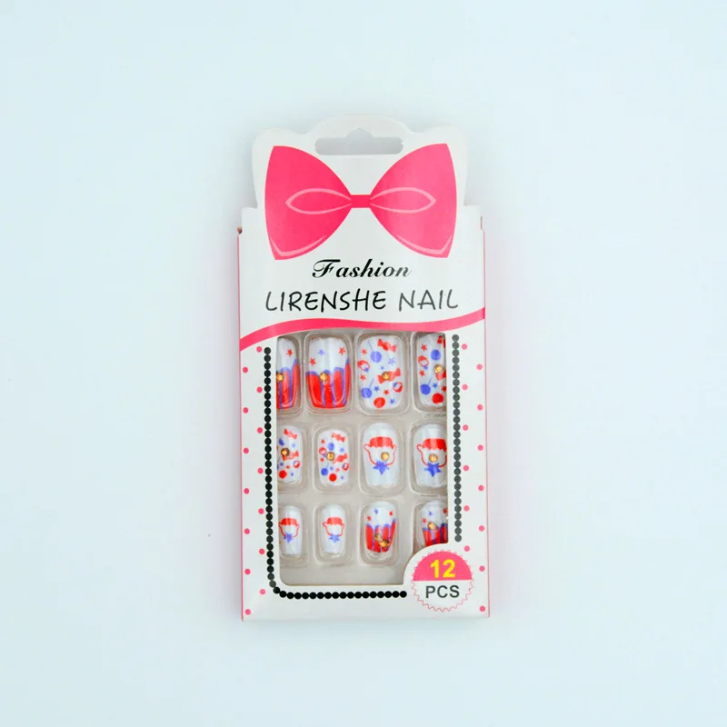 12pcs/box Professional Children Kids Diy Nails Press On False Custom