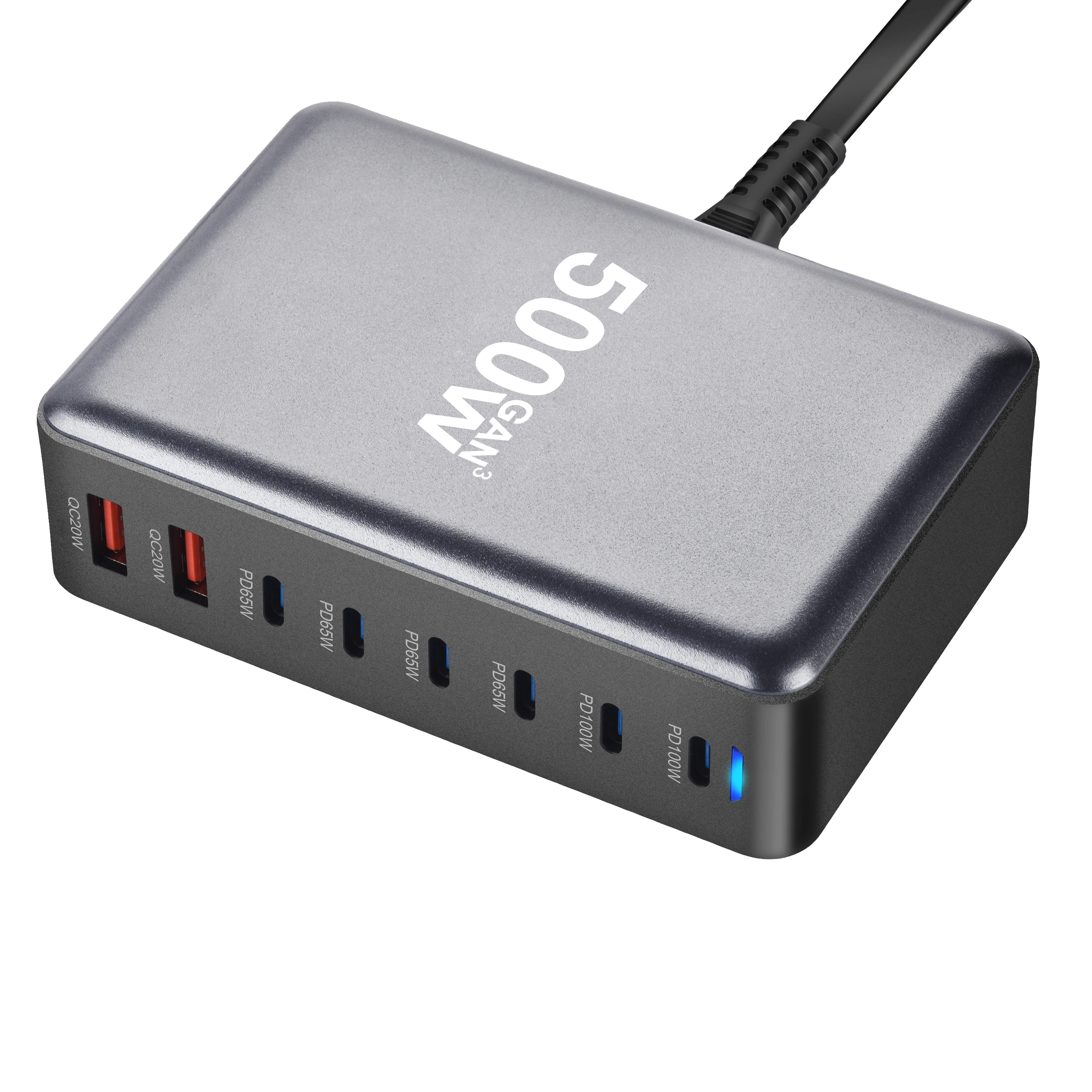 Быстрое зарядное устройство 500 Вт GaN USB Type C с несколькими портами PD QC3.0 настольное быстрое для IPhone/Samsung/ноутбука