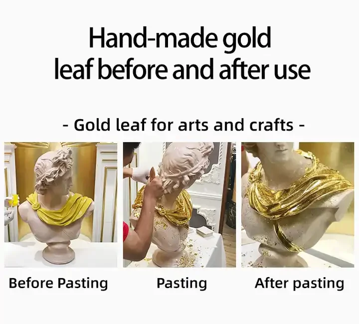 Factory Price High Quality 500P/Pack Taiwan Imitation Gold Leaf Foil 9*9 14*14 Gold Leaf For For Craft Art