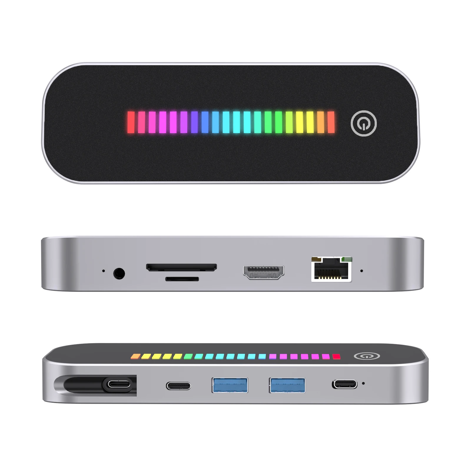 Desktop pc laptop docking station 10 port  LED multi port RGB usb hub type c adapter  4k 30hz 1080p vga gamining