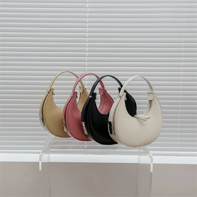 Custom PU Leather Mini Clutch Moon Shape Lady  Underarm Bag Women saddle bag Single Shoulder Bag for Lady