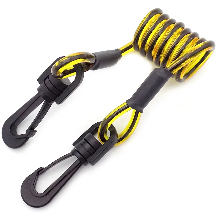 OEM high quality Safety Coiled Spring Tool Lanyard Wire With Plastic Snap Hooks for safety