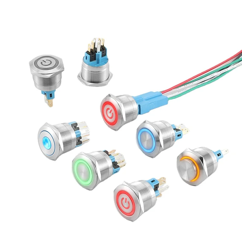 ABEI 22mm motorcycle switch metal led light industrialwaterproof momentary push switches button