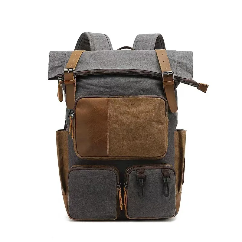 Vintage waterproof canvas business computer bag  multi-functional backpack