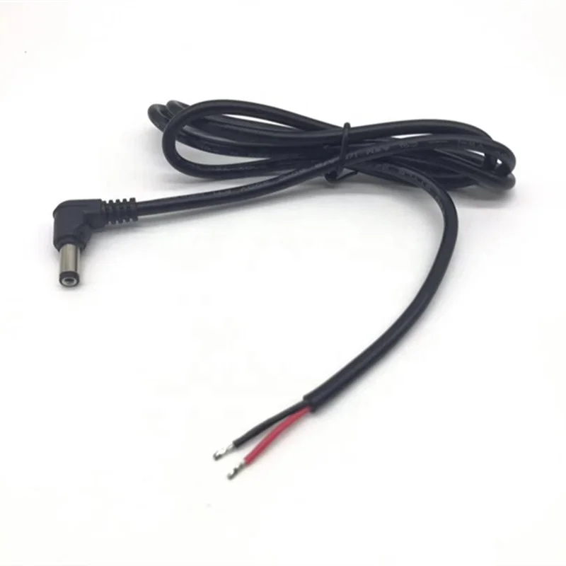 Custom DC 5.5*2.5 Male DC 90 degree angle Cable Bare End Stripped Wire DC power Pigtail Cables
