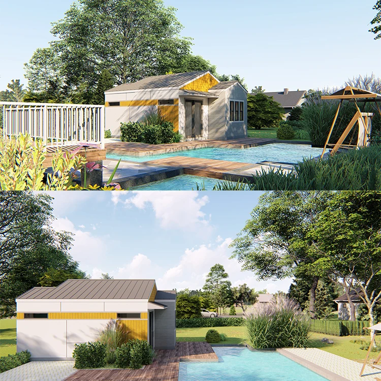 Quacent Prefabbricato крошечный сборный дом 3 спальни двухместная кабина современная быстрая установка дизайн