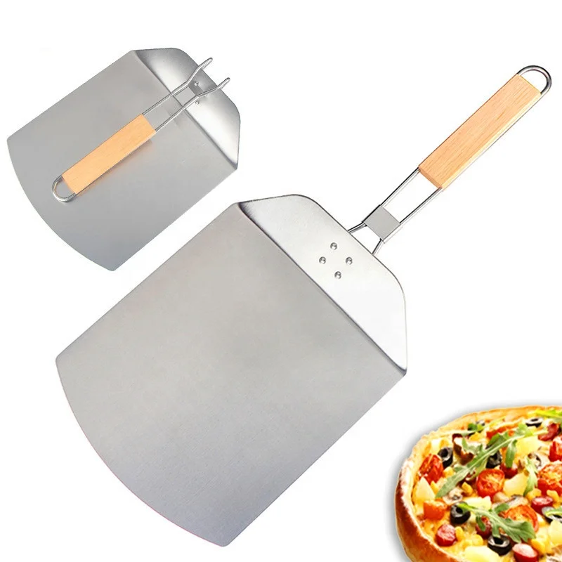 Household aluminum alloy folding pizza spatula Square cake safe transfer spatula Baking spatula DIY tool