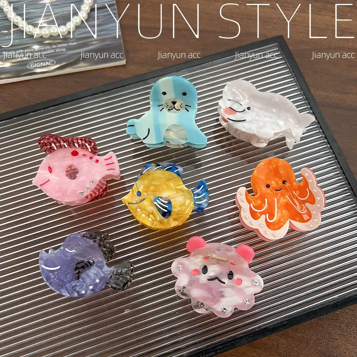 New Fashionable Cartoon Fish Vinegar Gripper Cute Ocean Style Octopus Tropical Fish Girl Grip