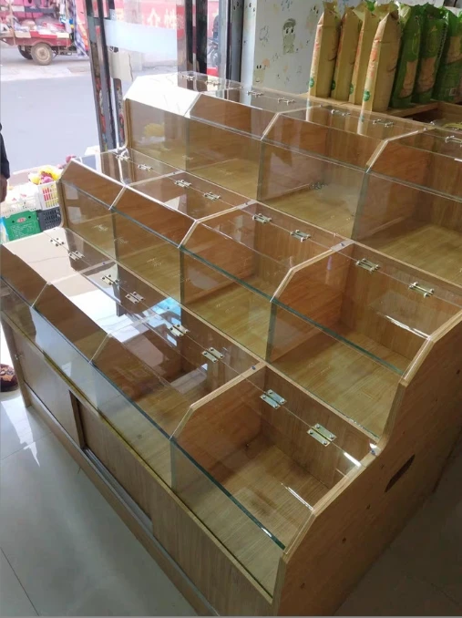 Loose snacks shelves trapezoidal shelves dry container display cabinets