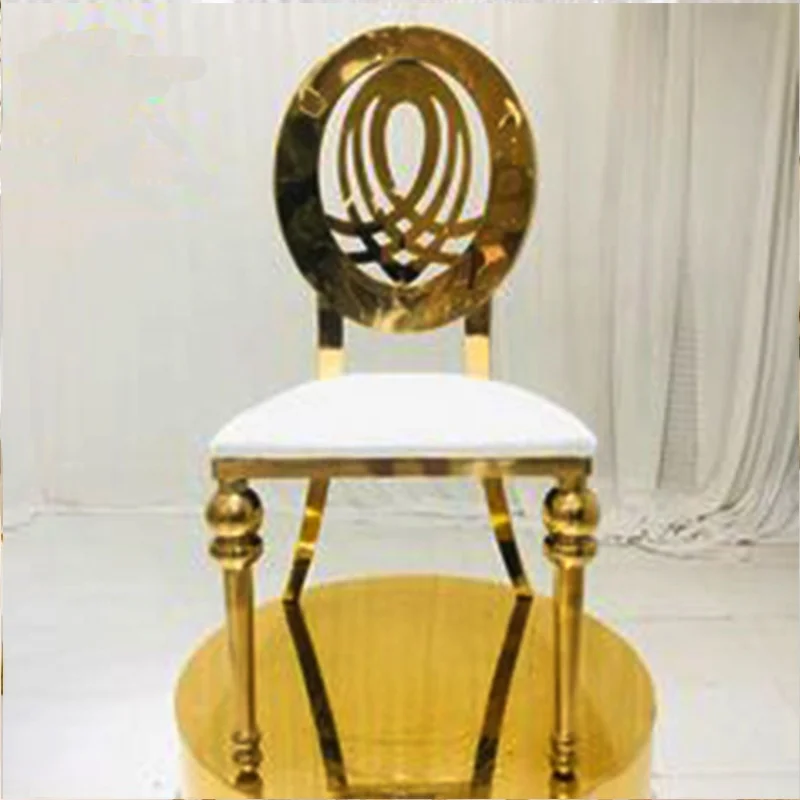 Stainless steel chair Foreign gold-plated dining table and chairs Custom gold hotel restaurant chair wedding furniture