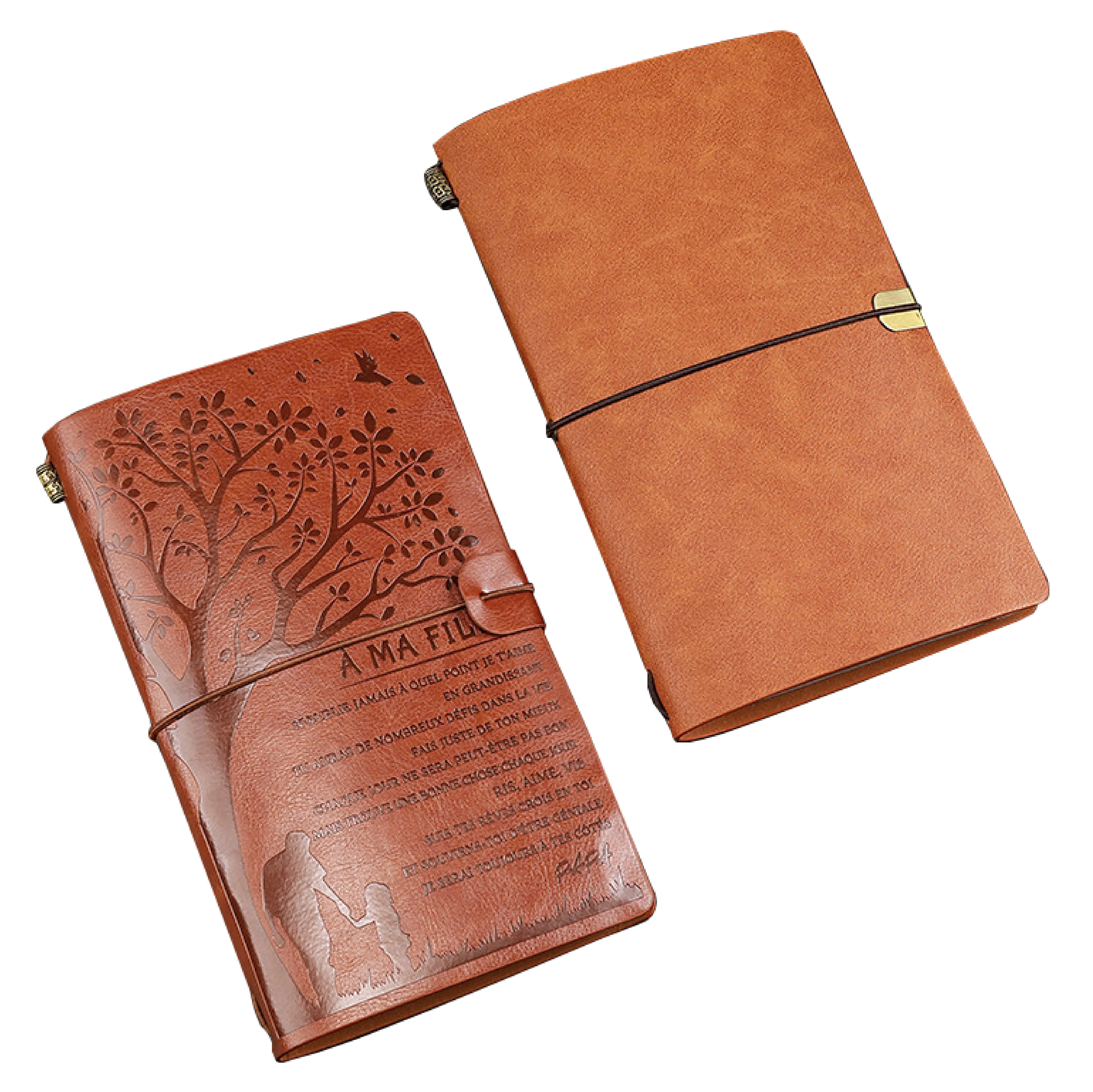 school supplies A6 recycle note book custom printed sketchbook soft PU leather diary with pocket card holder traveler journal