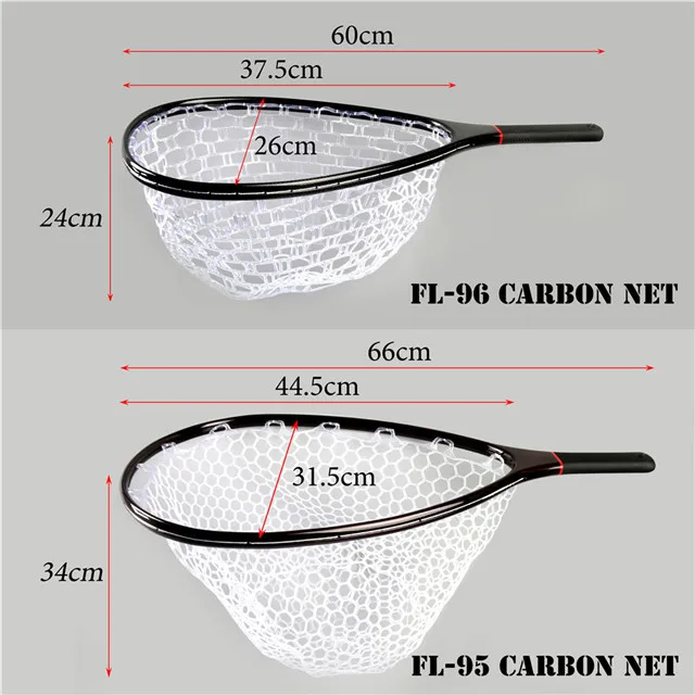 New carbon fiber frame fly fishing rubber landing net