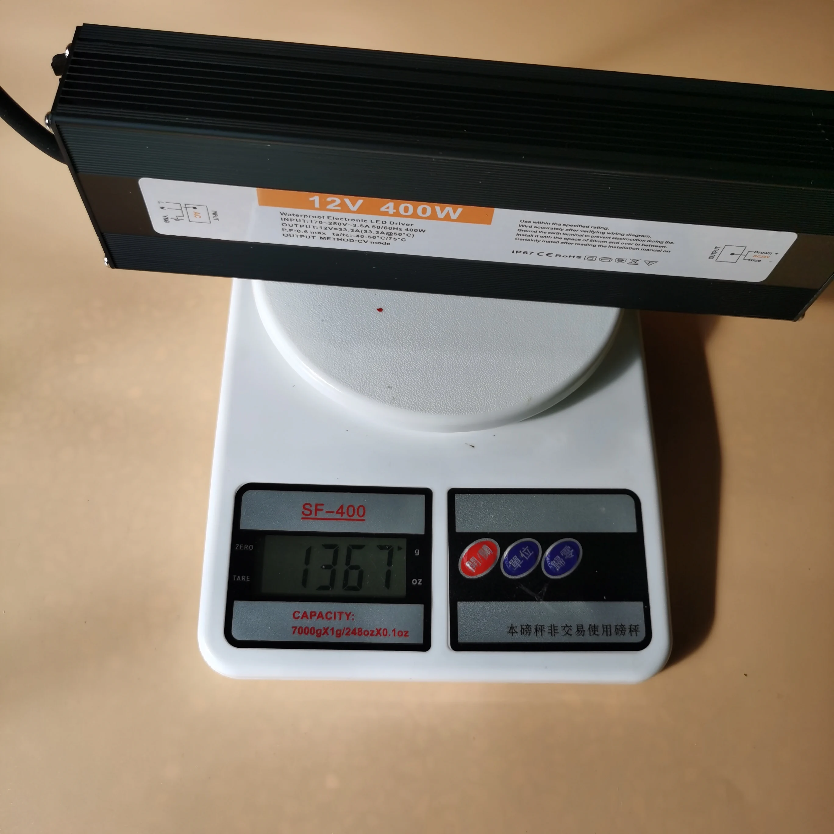 Ready to ship factory price constant voltage AC100-250V 12V400W waterproof power supply IP68 slim LED driver