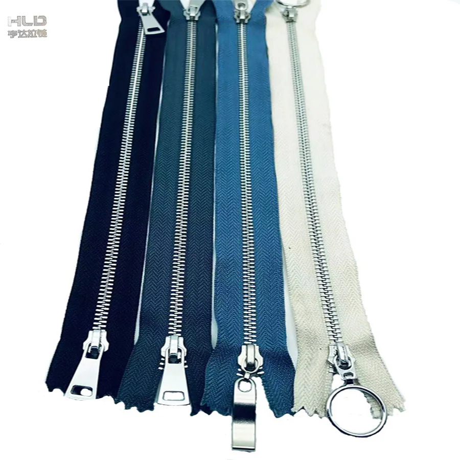 hengda factory customized zinc alloy  double slider matel  zipper 20cm/25cm chunky closed end zip  heavy duty zippers  for tent