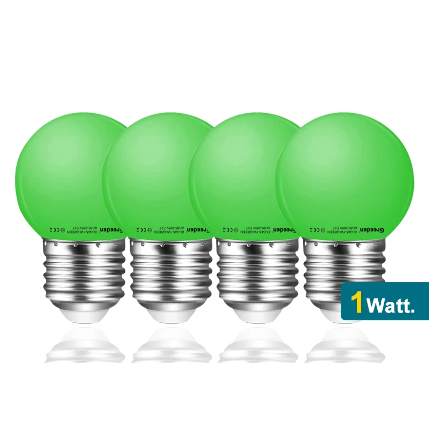 G45 global E14 B22 Base 110V 220V beautiful colorful LED green light bulb