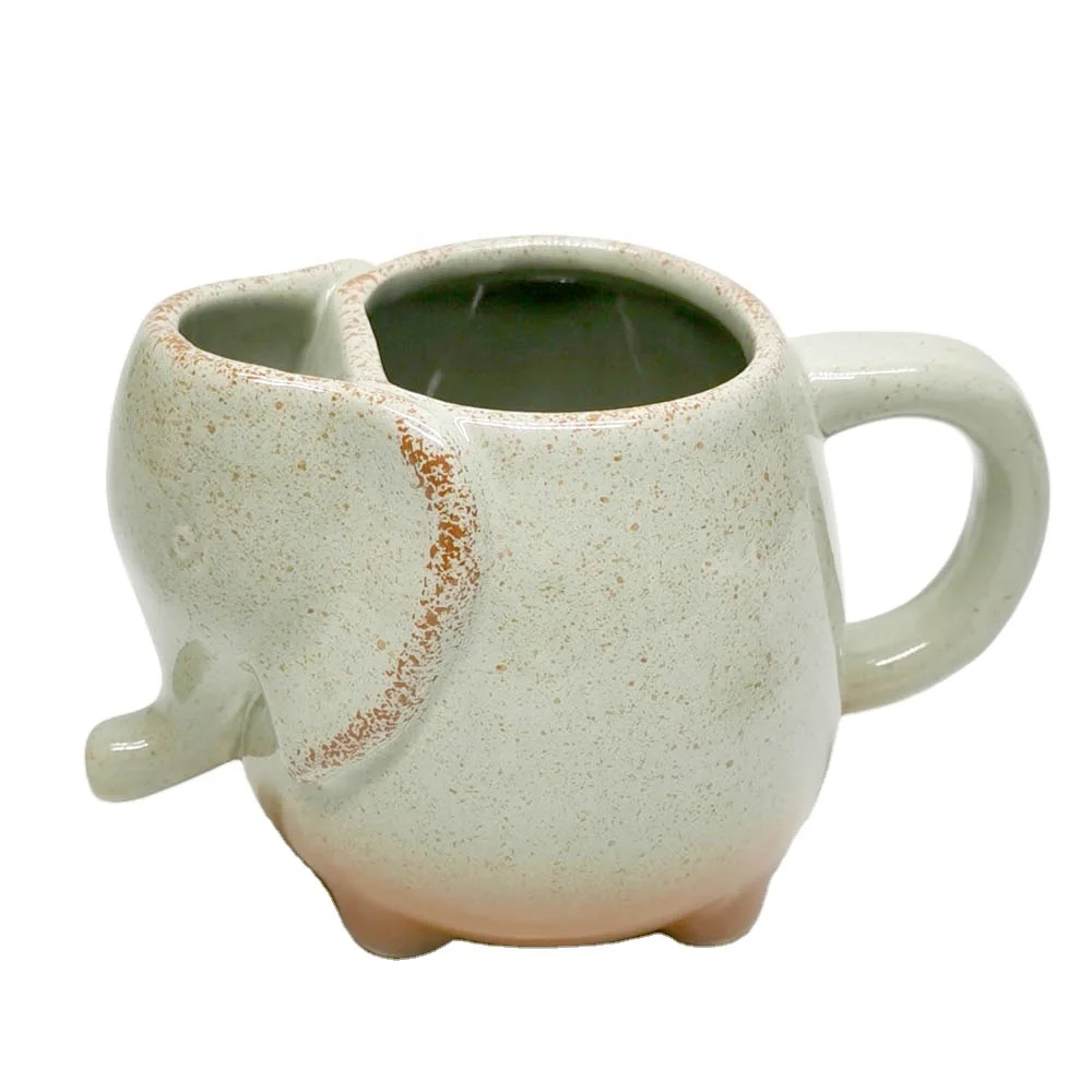2021 hot selling FAB Ceramic/cookie pocket mug, white and green mug with tea bag holder, tea bag holder mug