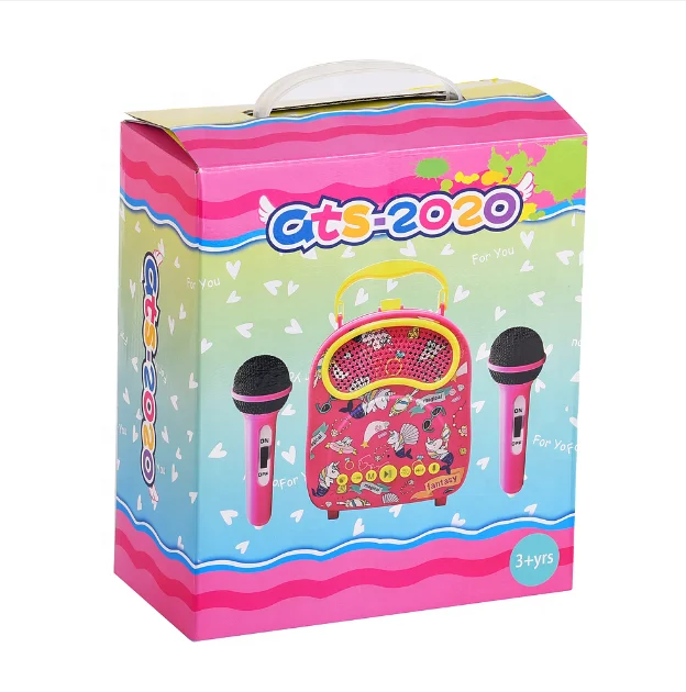 2021 Amazon hot sale kids karaoke toys press the button to switch any function of the microphone audio all-in-one machine.