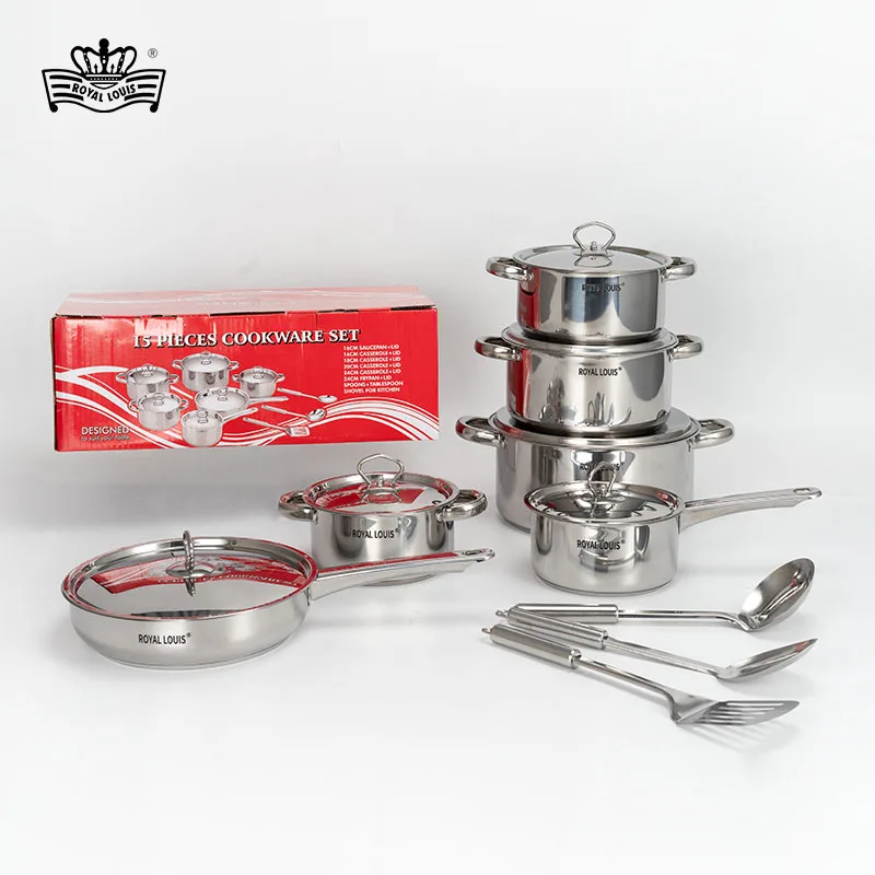 High Quality Stainless Steel 15Pcs Kitchenware Set Tableware Cooking Tools Set Pot And Pans Cookware