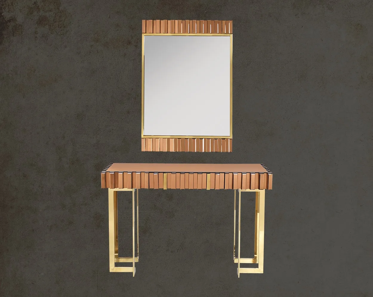2020 New Arrival High Quality Modern Luxury Stainless steel  Crushed Diamond Mirrored Console Table With Mirror