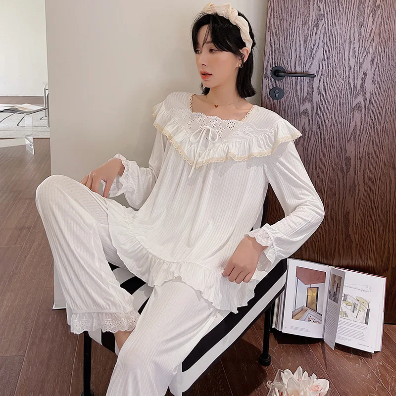 Wholesale cotton nightgowns 2pcs set pajamas sleepwear for women sleepwear women pajamas cute pyjamas women