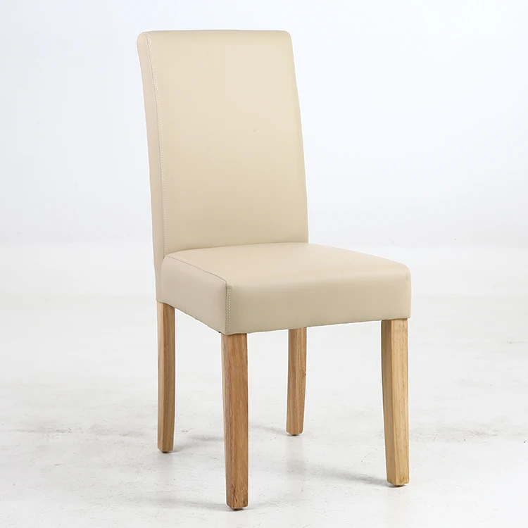 
Modern PU leather dining chair with solid rubber wooden legs 