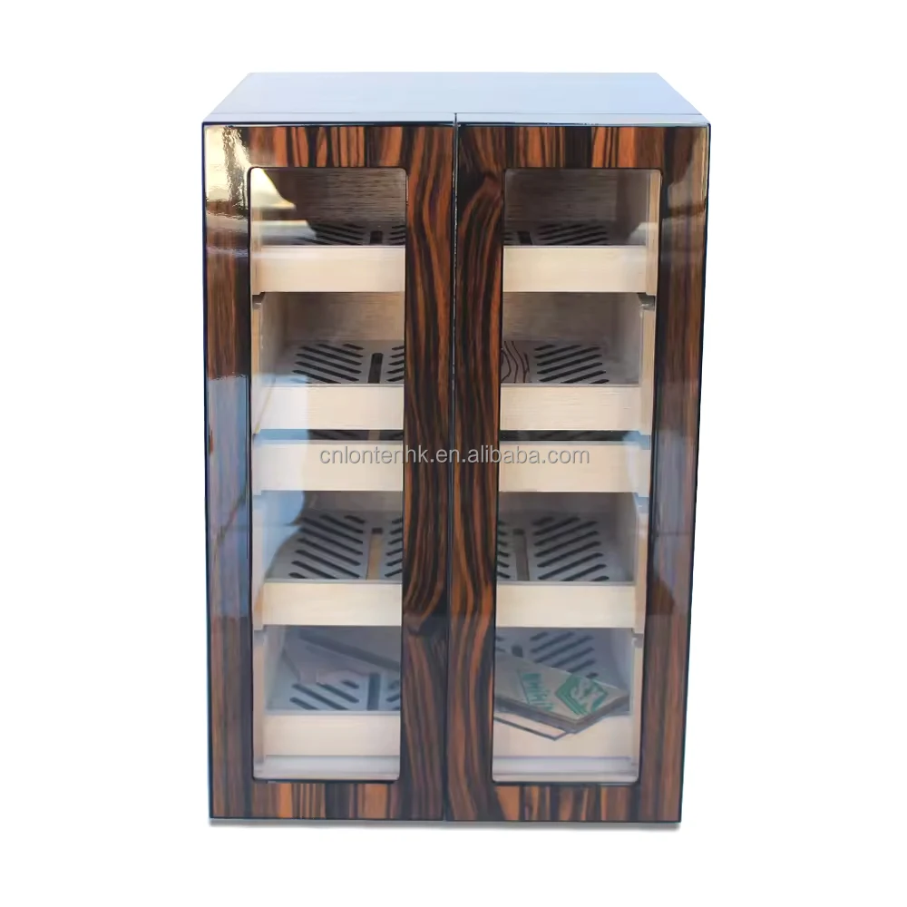 Loten 2024 New design american style glass cigar cabinets 100 cts wooden cigar humidors for sale used humidor cabinet