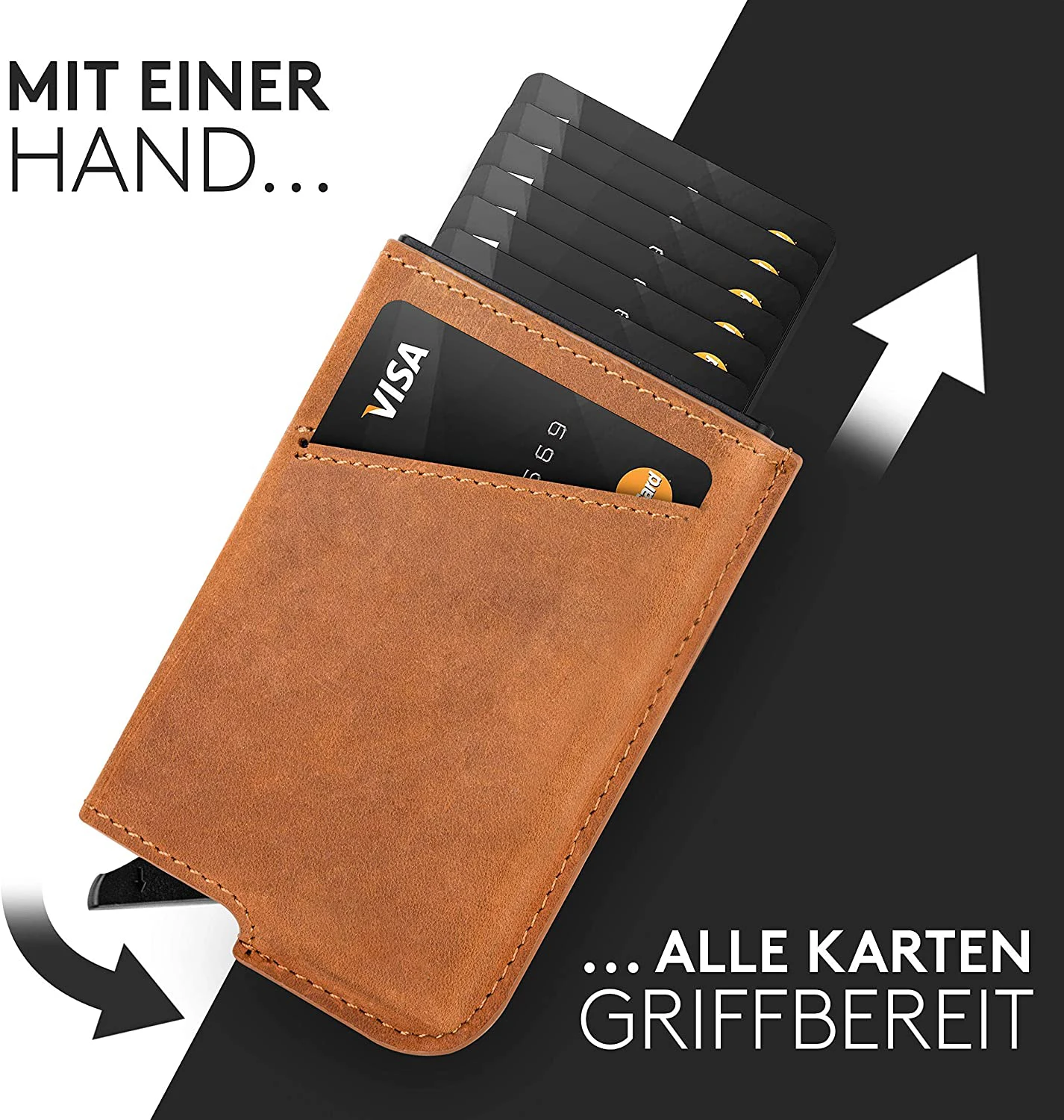 Мини-кошелек из натуральной кожи с алюминиевым металлическим отделением для кредитных карт, 2021, мужской и женский Умный кошелек, деловые держатели для карт, мужской бумажник Rf