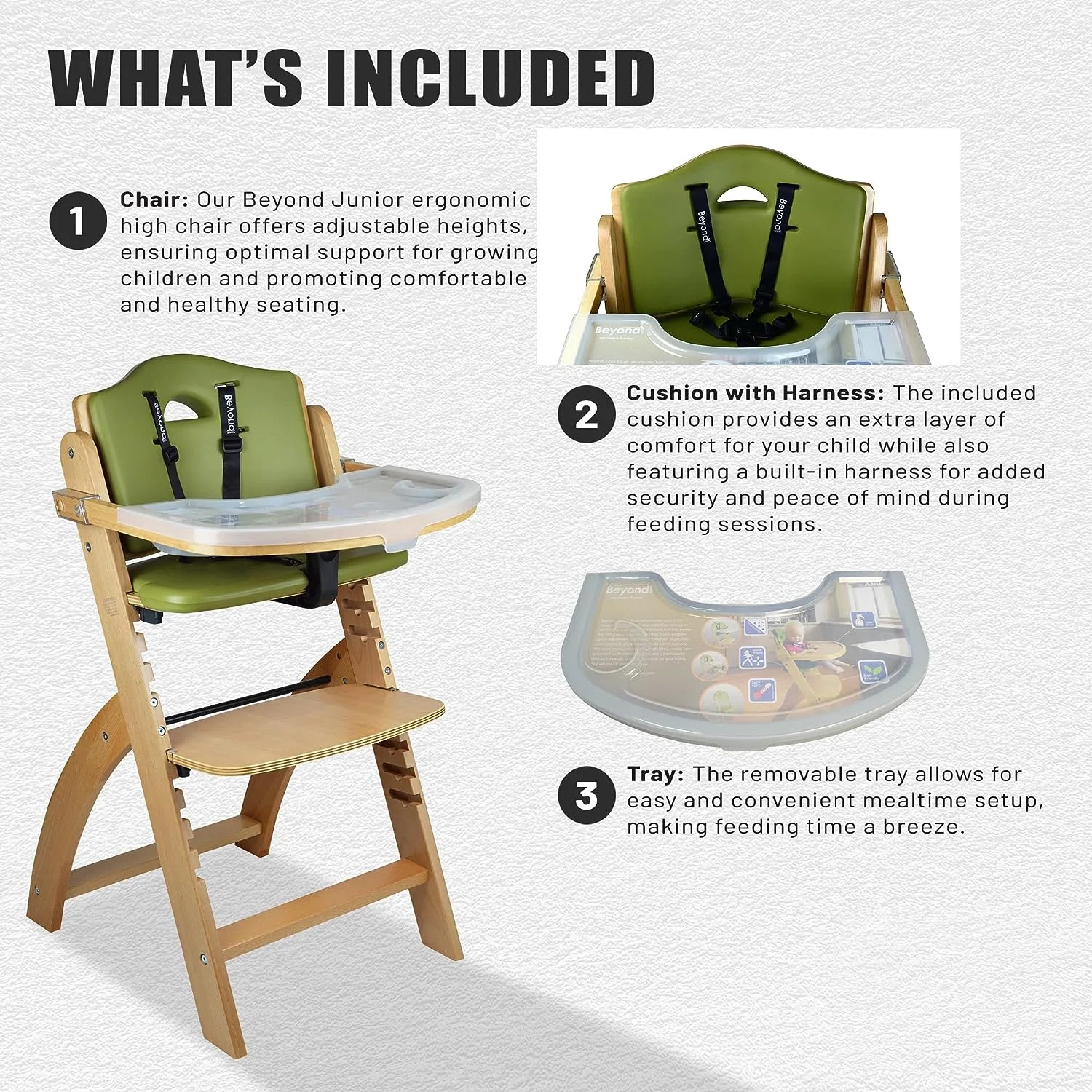 Hot Selling Baby Feeding Chair 3 In 1 Children High Chair Wooden High Chair