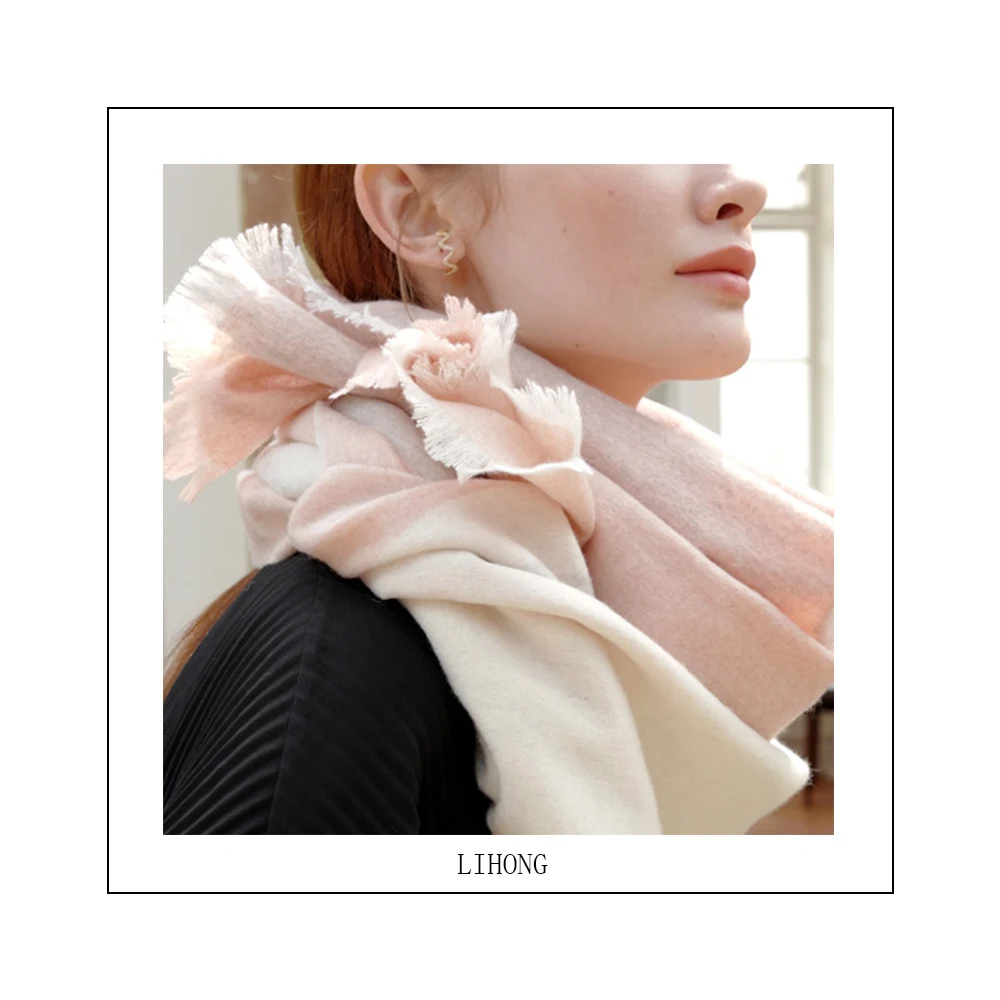 winter women cashmere scarf shawl soft warm men sustainable cashmere long tassel scarves stoles