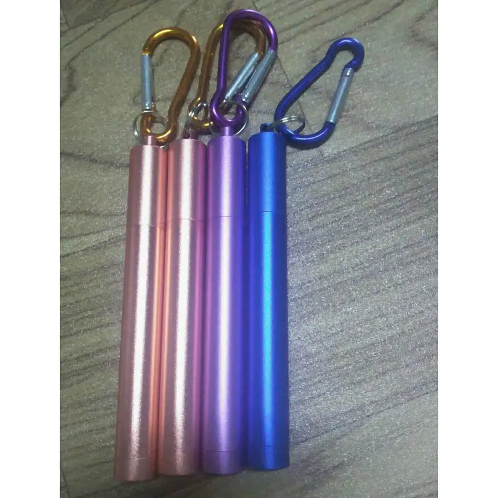 Custom logo Stainless Steel Telescopic Drinking Straw Portable straw For Reusable Collapsible Metal Drinking Straw With Brush