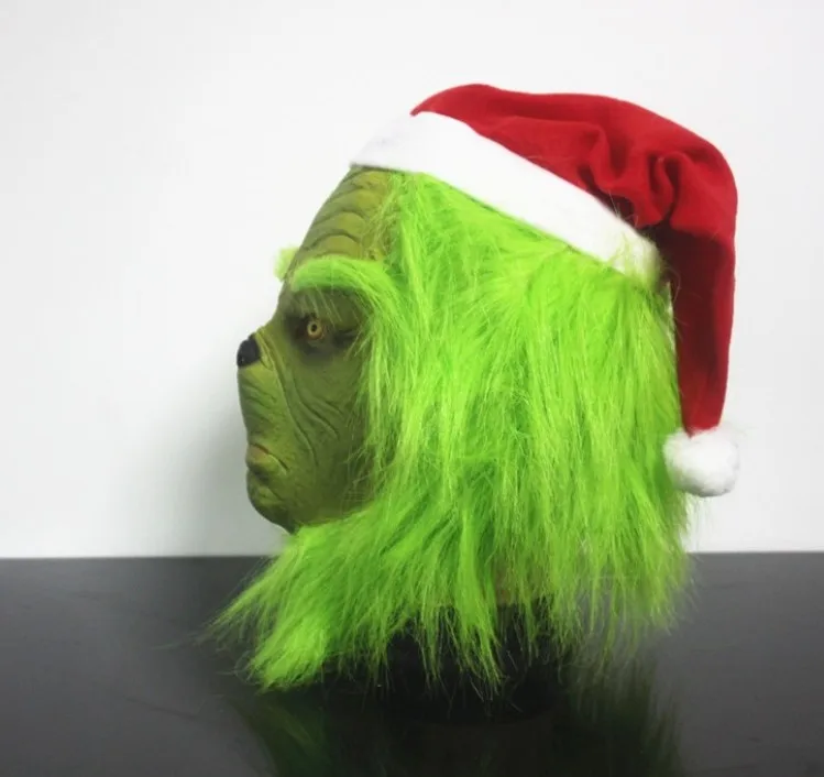 Funny Geek Stole Christmas Cosplay Party Mask Santa XMAS Full Head Latex Mask Further Adult Costume Mask Props