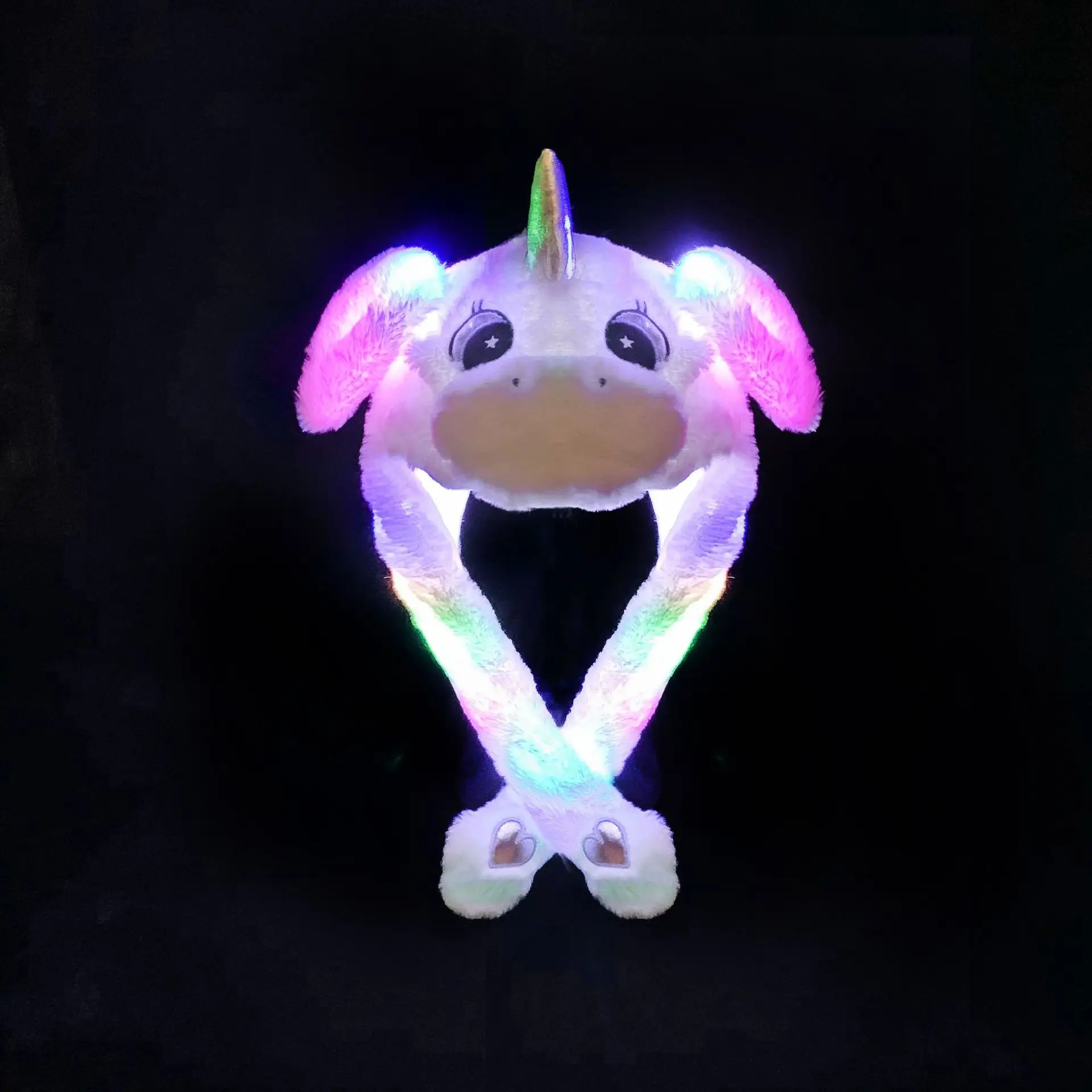 Cute moving rabbit ear shine rabbit hat Funny Bunny Rabbit Ear Hat With Pink Led Light