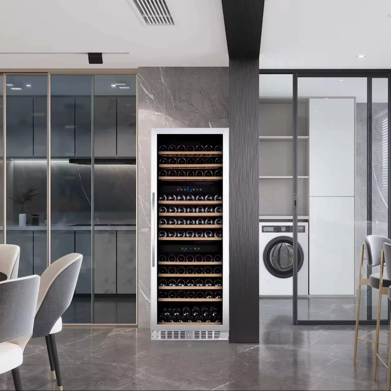 Vinopro 490L Dual-Zone Commercial Wine Cellar Cooler Fridge Chiller 170 Bottles Smart Compressor Wine Cooler for Hotels