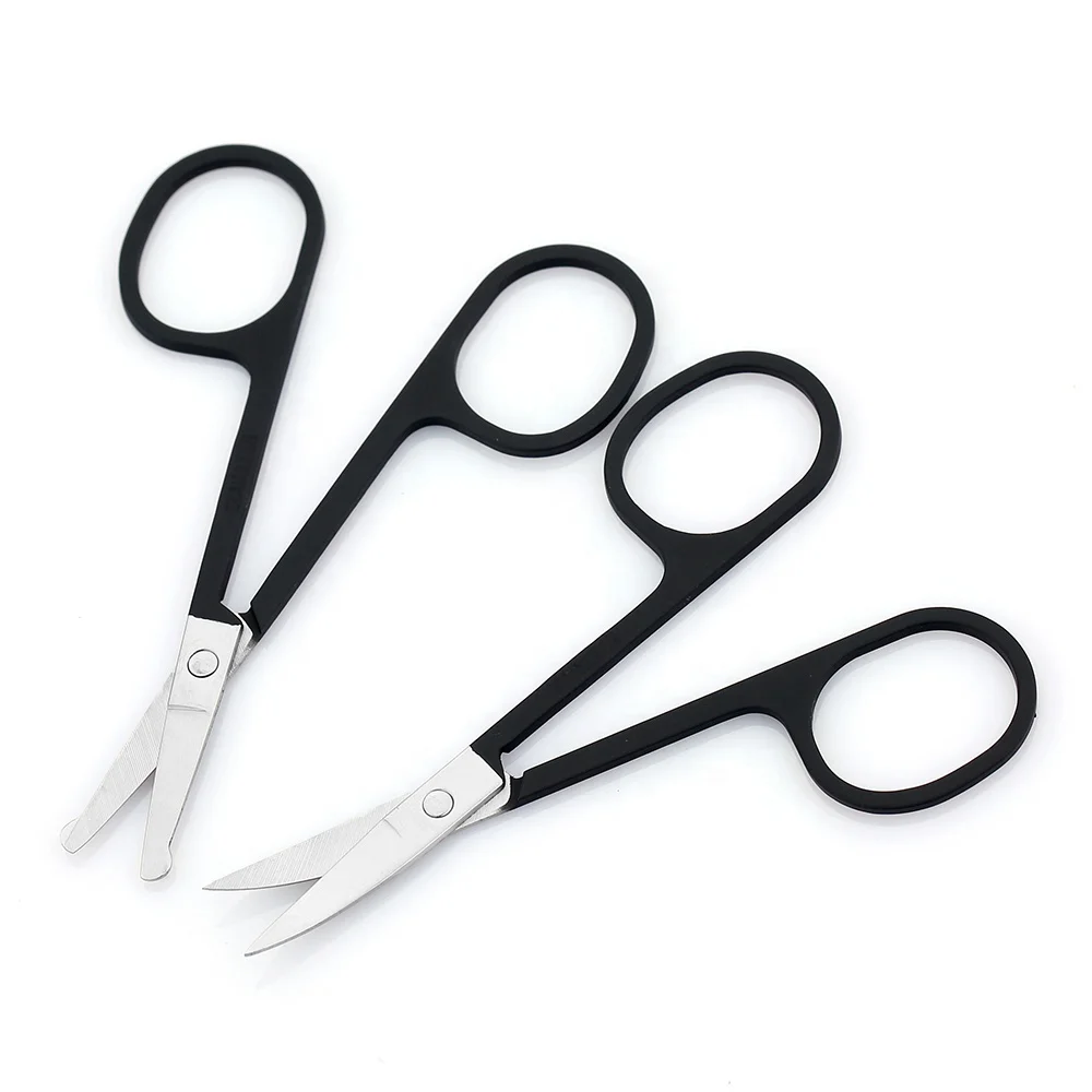 Stainless Steel Curved Sharp Beauty Nail Cuticle Cutting Scissor Black Private Label Eyebrow Scissors
