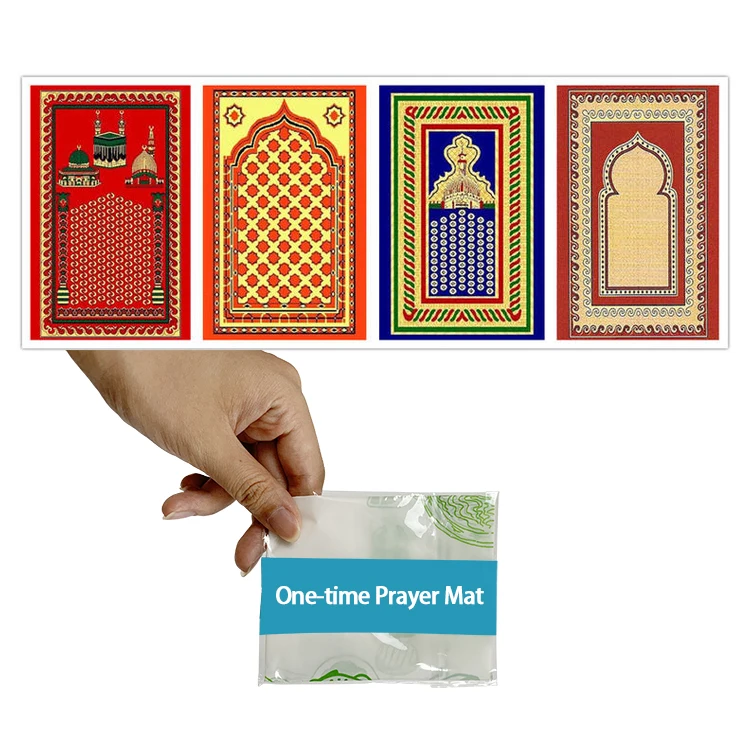 Оптовая продажа одноразовый мусульманский молитвенный коврик с индивидуальным принтом мечетский для молитвенной безопасности легко носить собой исламский