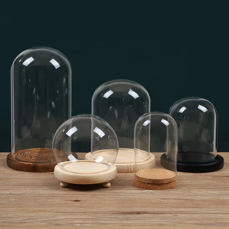 Wholesale Handmade Clean Glass Roof Dome Custom Glass Dome With Base Display Decorative Jar Container Glass Dome