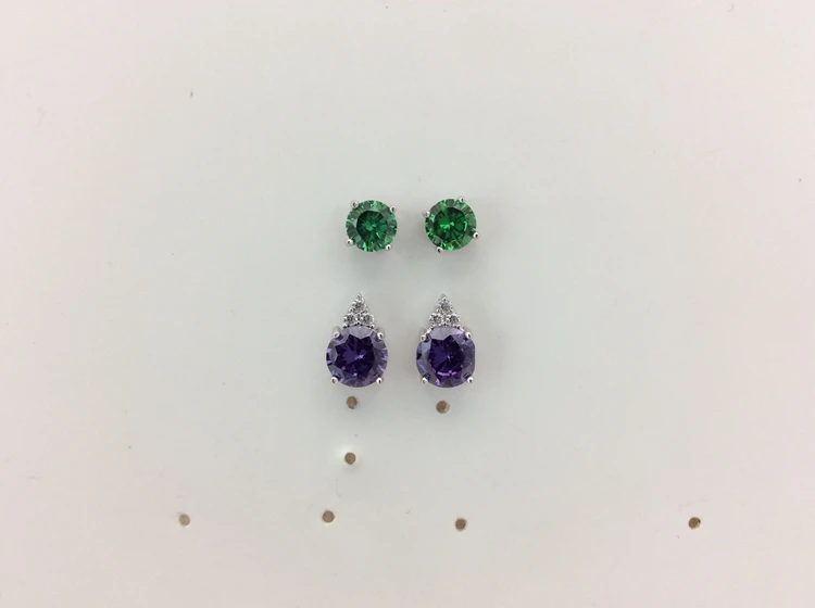 
New Style Deep Amethyst Emerald Earring Stud Set Pack 