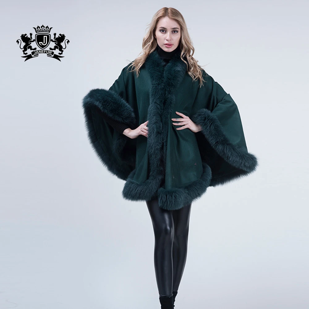 Новый дизайн енота меховая отделка кашемир накидка пончо пашмины шаль с меховая отделка