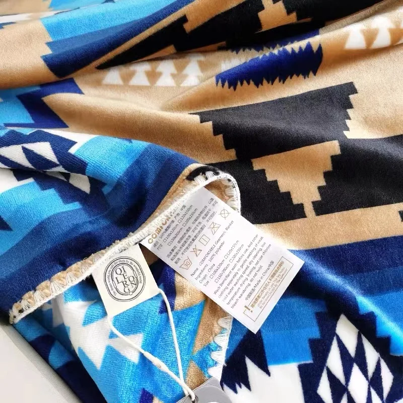 Wholesale price soft Bohemia  aztec print fleece flannel throw blanket