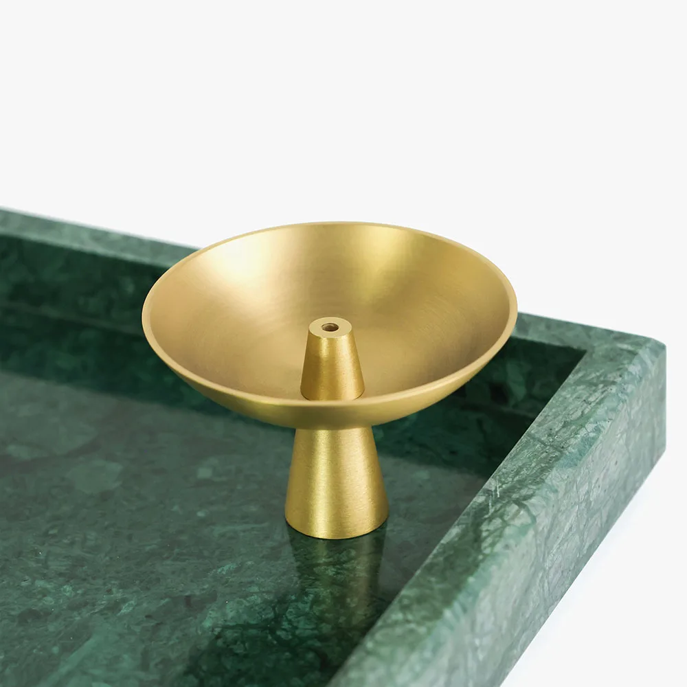 Solid Brass Incense Stick Holder with Ash Catcher Modern Elegant Fragrance Accessories Copper Incense Burner Stand