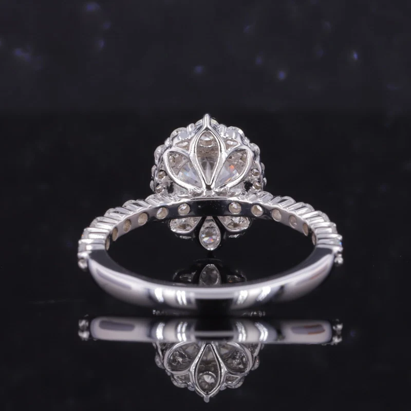 Classic 1.6ct round Brilliant Cut Lab-Grown Diamond Halo Ring 14k 18k Gold D VVS2 Synthetic IGI hpht Diamond Ring for Wedding