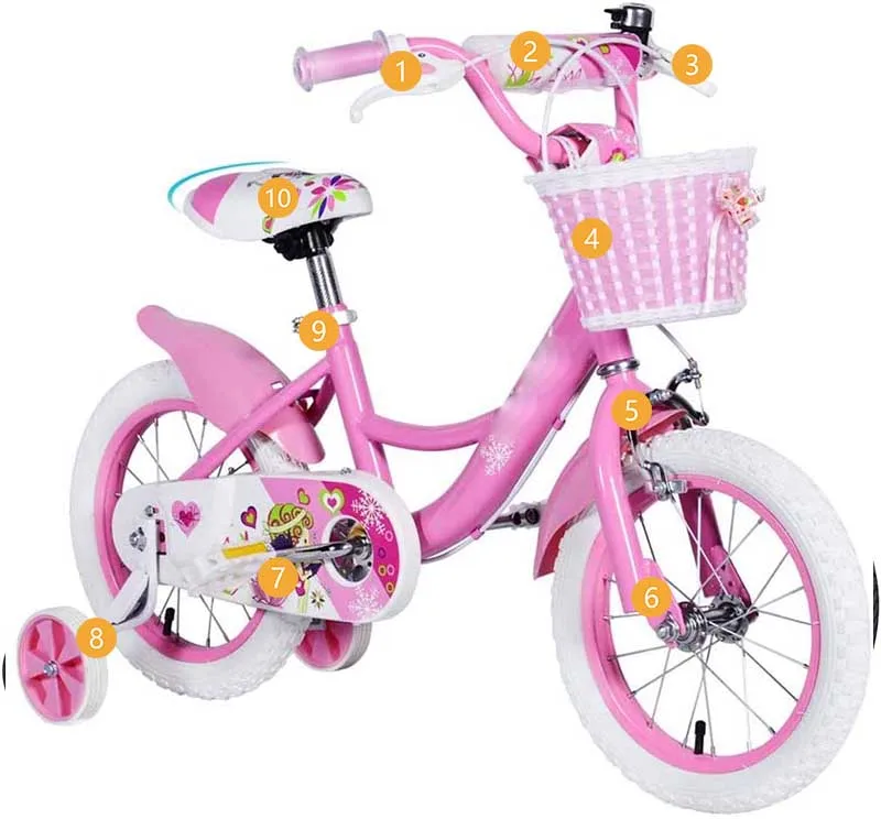 
Pink Bmx Bikes For 10-12 Ages Girls Child Bike Balance or Training Wheels Adjustable Seat 